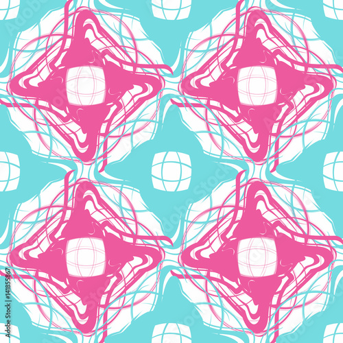 Seamless abstract pattern from large elements of blue and pink. Modern pattern for wallpaper or textile.
