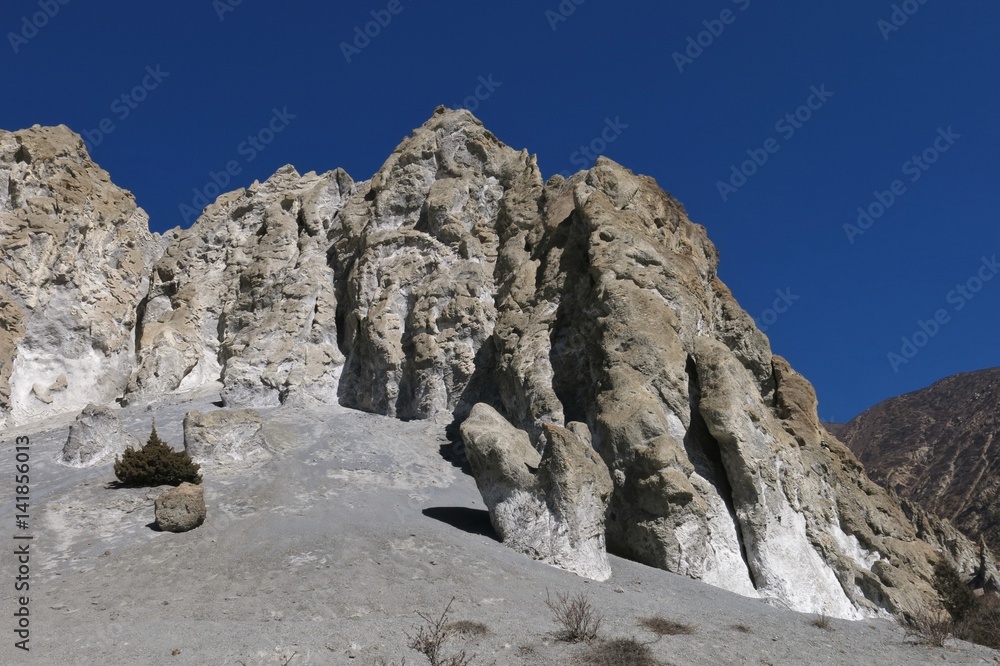 Limestone formation near Manang, Annapurna Conservation Area, Nepal.