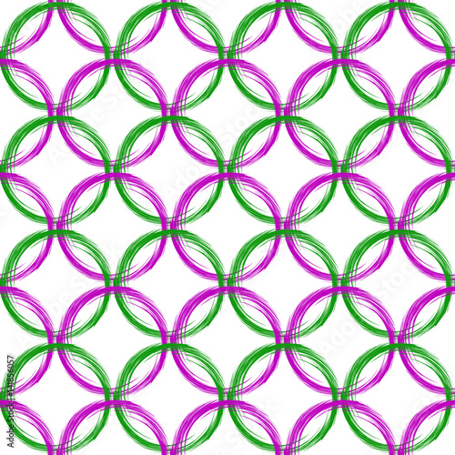 Seamless abstract pattern from round elements of green and purple. Modern pattern for wallpaper or textile.