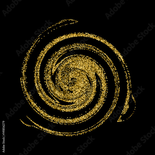 Spot with the effect of shine to create advertising posters, leaflets, booklets. Round design element of gold glitter.