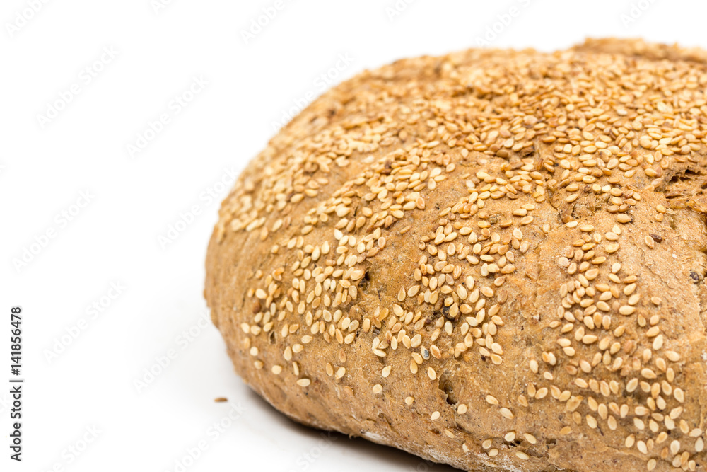 Round domestic bread isolated over white background Round domestic bread isolated over white background