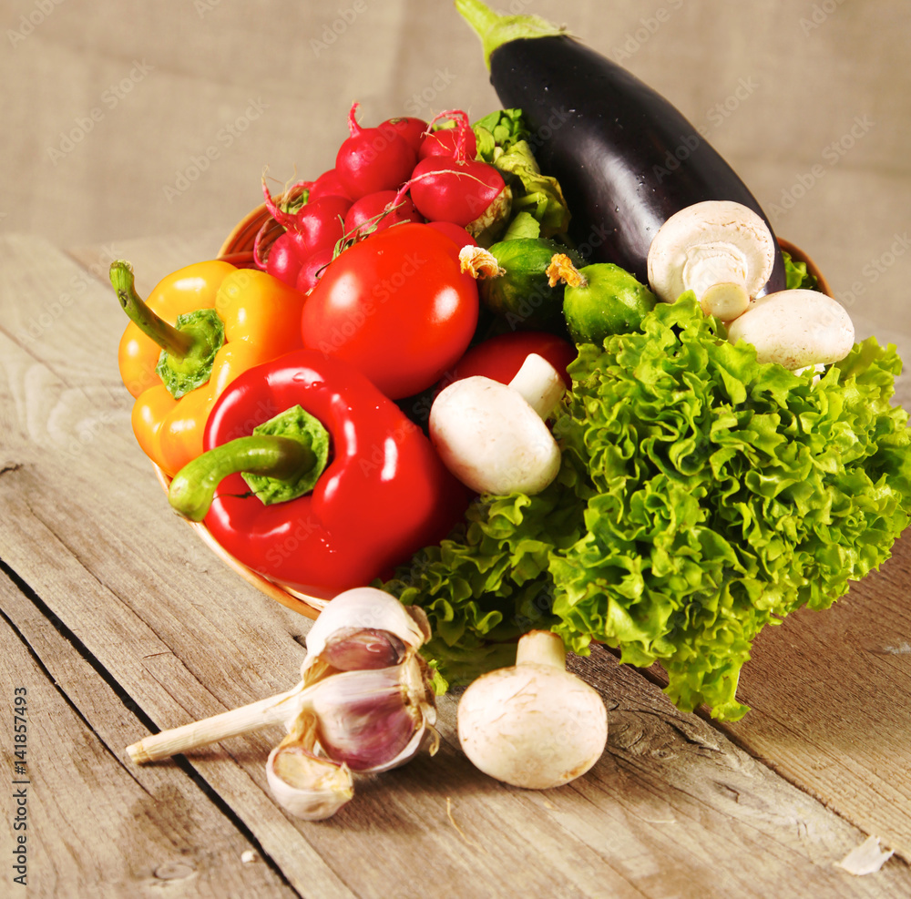 Composition with assorted raw organic vegetables wooden table Composition with assorted raw organic vegetables wooden table