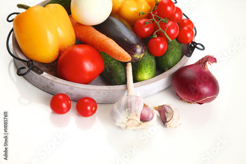 Fototapeta Naklejka Na Ścianę i Meble -  Composition with assorted raw organic vegetables on table