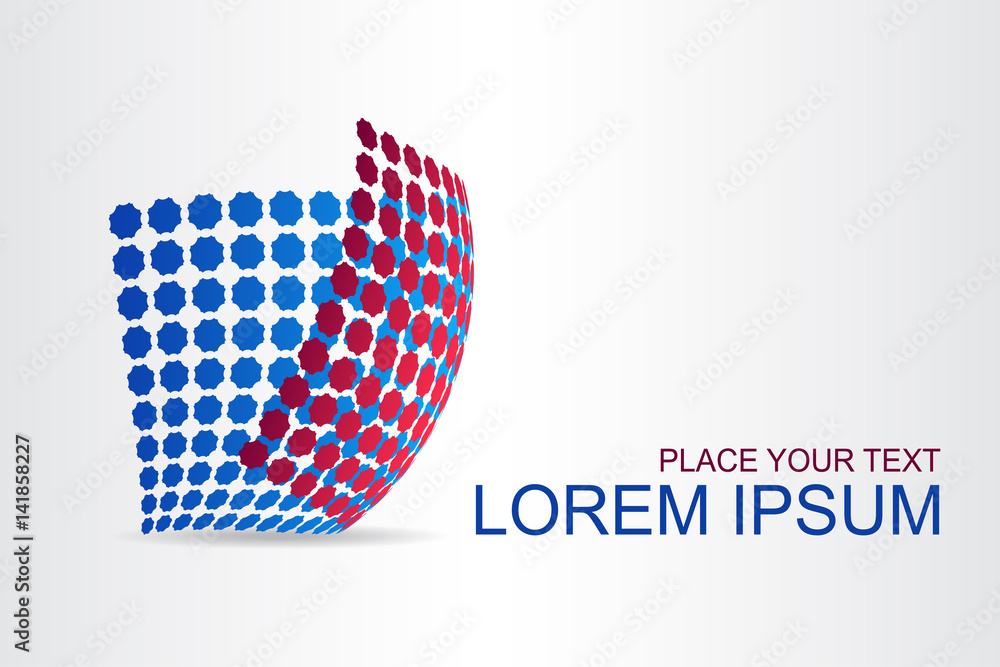 Logo stylized spherical surface with abstract shapes