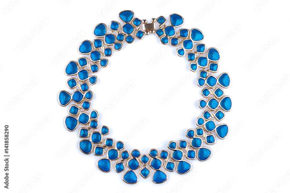 Obraz premium Gold necklace with blue rhinestones