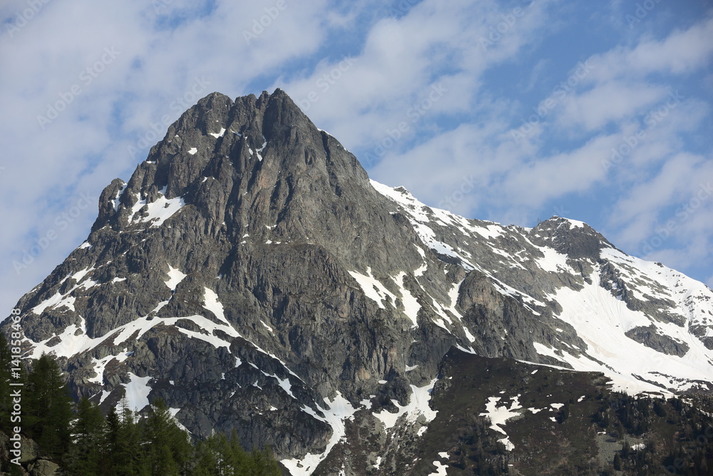 view of an alpine mountain landscape near Mont Blanc, Chamonix, Switzerland