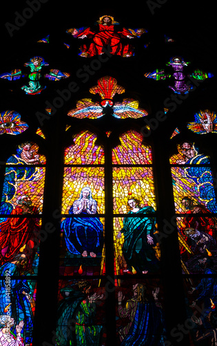 Photography Religious stained glass in St Vitus Cathedral in Prague