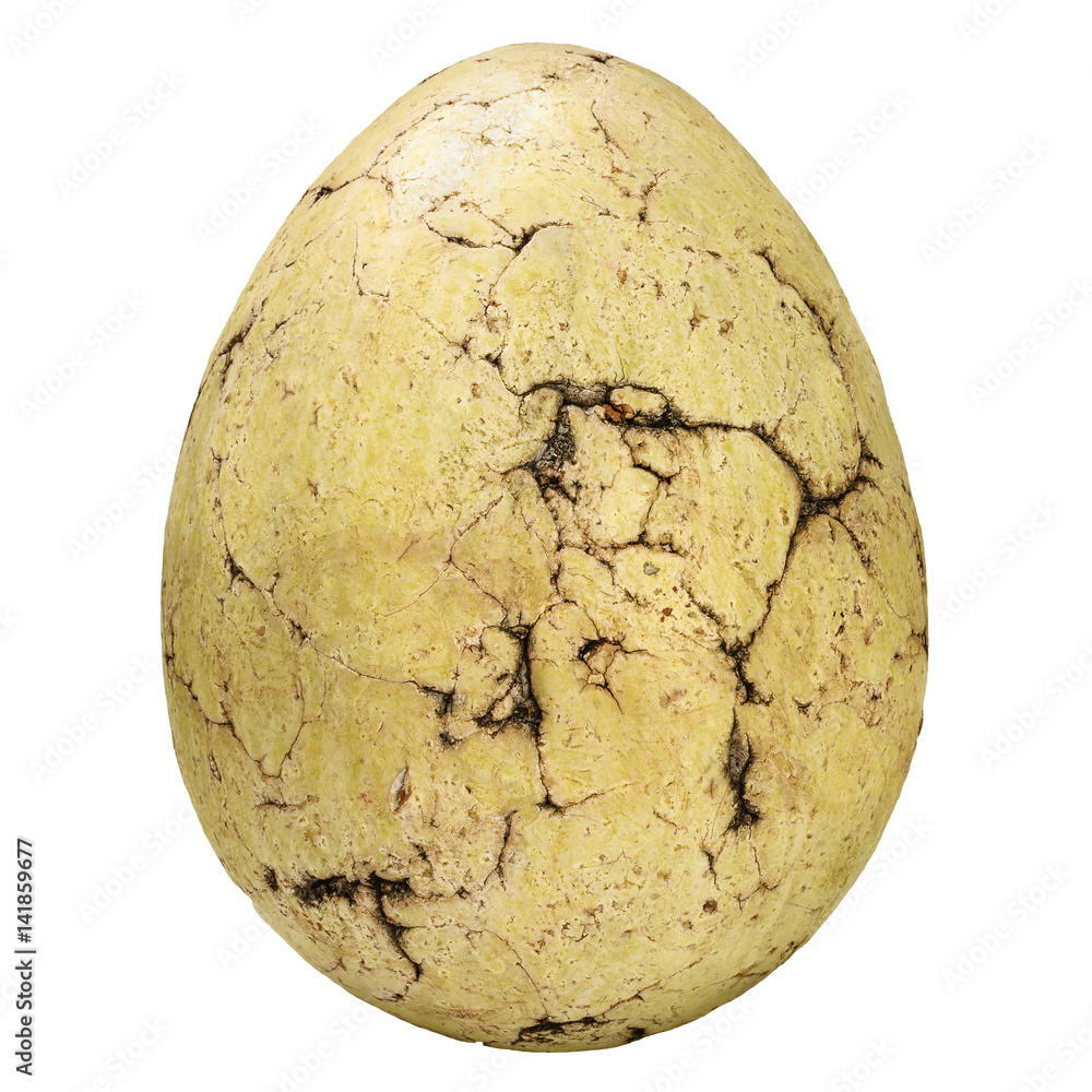Fototapeta premium Antyczny kamienny jajko z pęknięciami odizolowywającymi na bielu