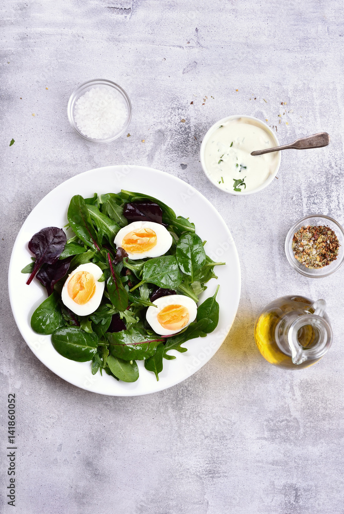 Healthy mix salad with eggs and greens Healthy mix salad with eggs and greens