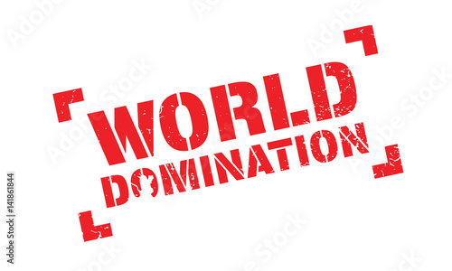 World Domination rubber stamp. Grunge design with dust scratches. Effects can be easily removed for a clean, crisp look. Color is easily changed.