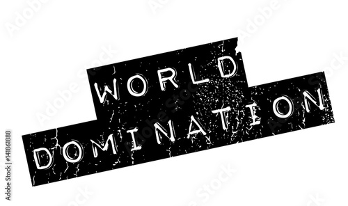 World Domination rubber stamp. Grunge design with dust scratches. Effects can be easily removed for a clean, crisp look. Color is easily changed.