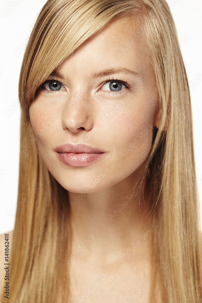 Blond and beautiful woman in studio, close up Blond and beautiful woman in studio, close up