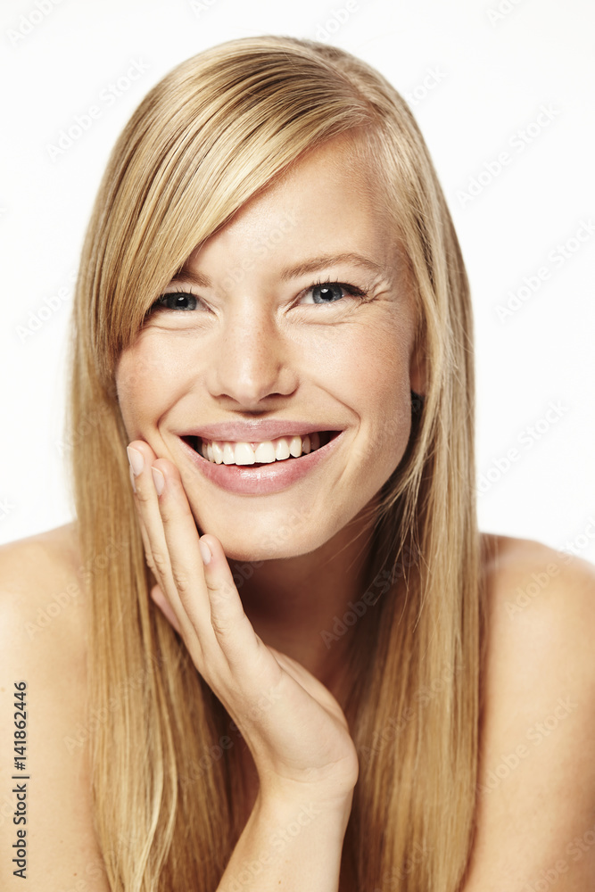 Blond and beautiful woman smiling, portrait Blond and beautiful woman smiling, portrait