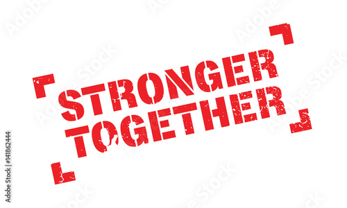 Stronger Together rubber stamp. Grunge design with dust scratches. Effects can be easily removed for a clean, crisp look. Color is easily changed.