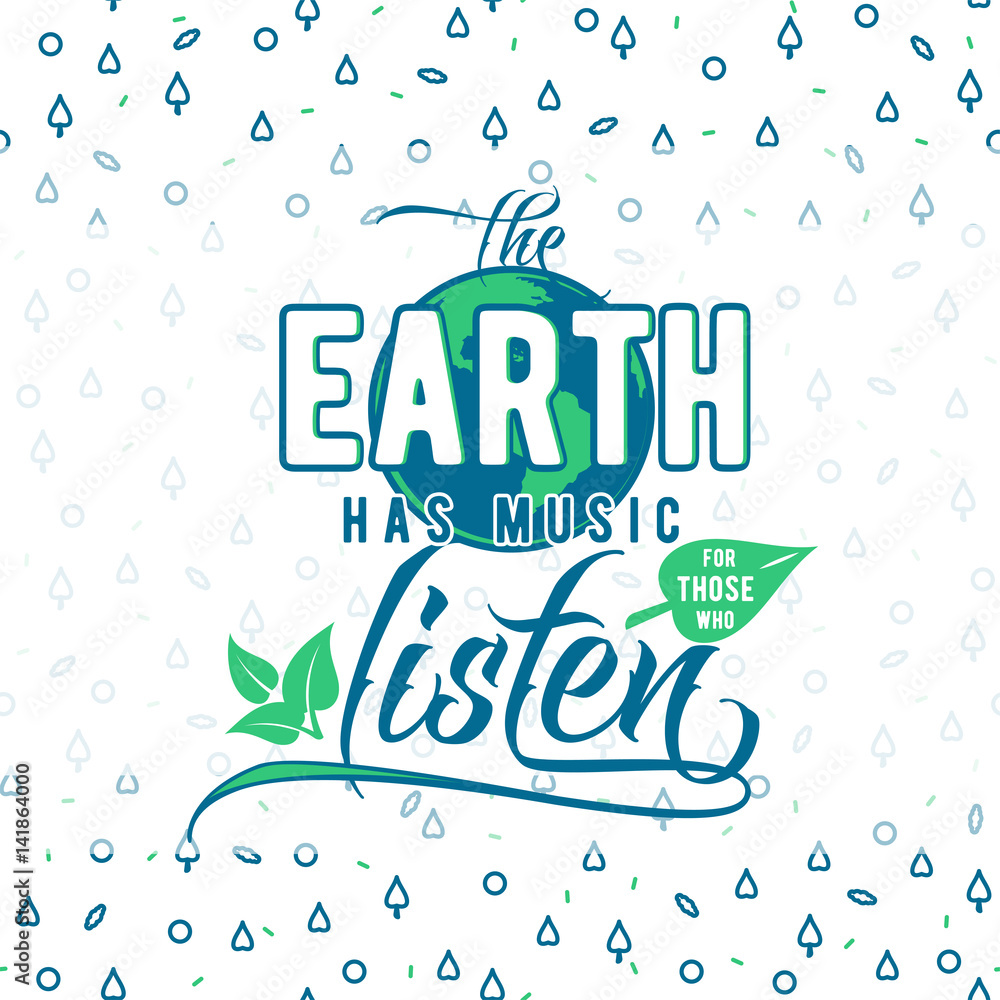 Naklejka premium Vector illustration of Earth day greeting text card on seamless pattern