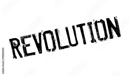 Revolution rubber stamp. Grunge design with dust scratches. Effects can be easily removed for a clean, crisp look. Color is easily changed.