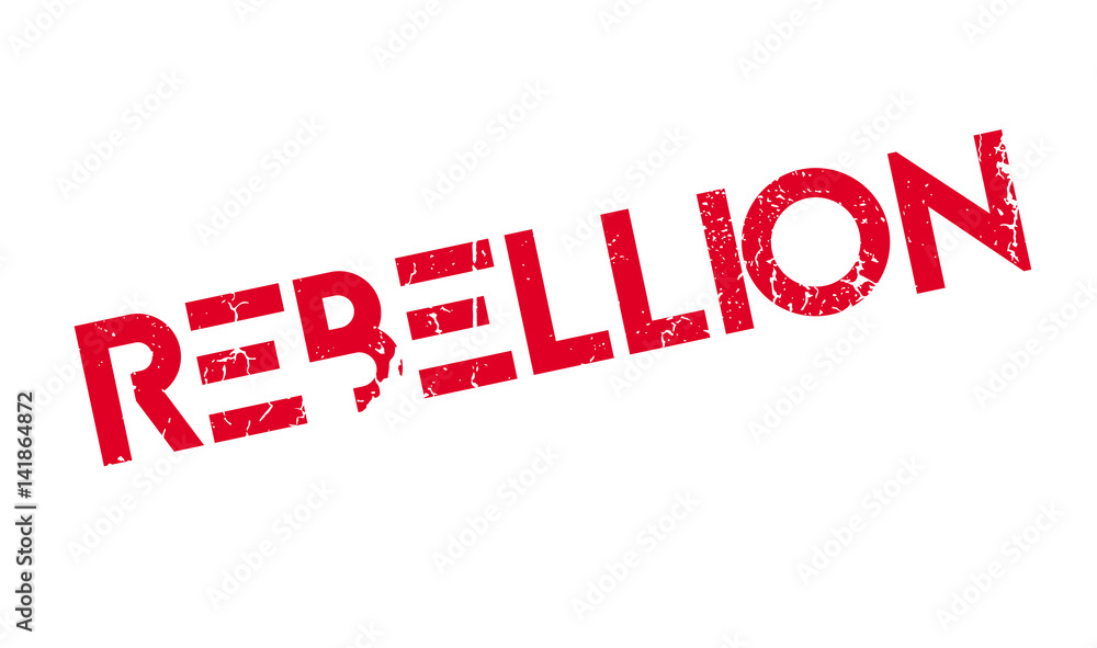 Rebellion rubber stamp. Grunge design with dust scratches. Effects can be easily removed for a clean, crisp look. Color is easily changed.
