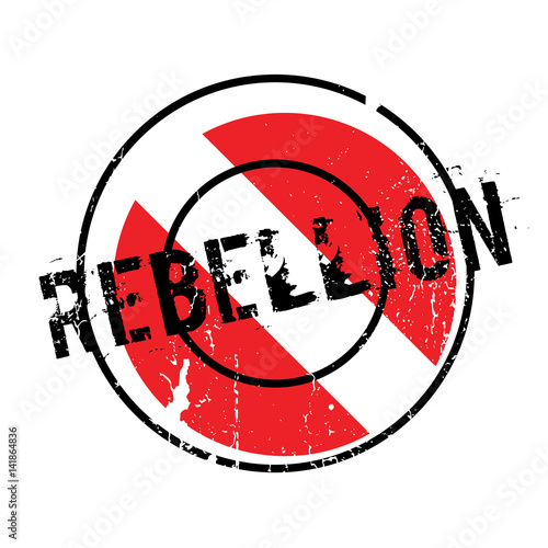 Rebellion rubber stamp. Grunge design with dust scratches. Effects can be easily removed for a clean, crisp look. Color is easily changed.