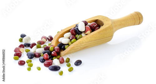 Five grains mix beans on white background