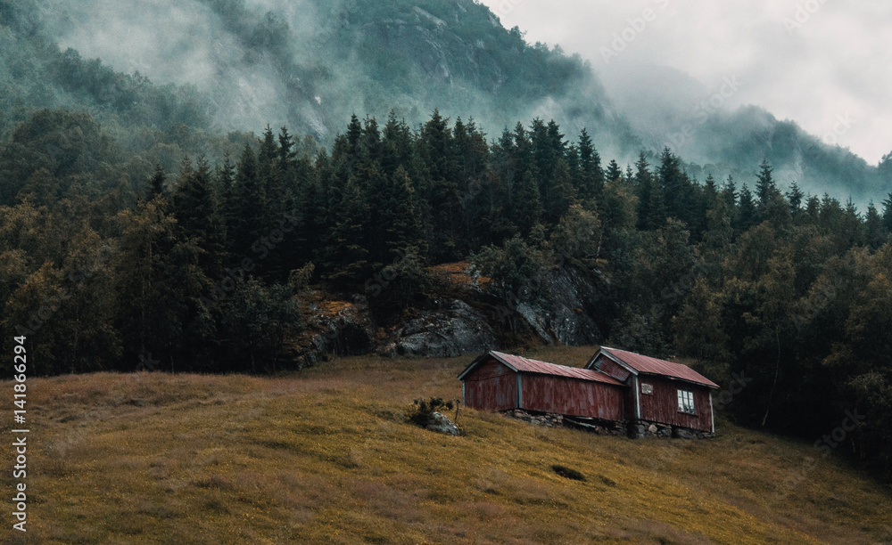 Old barn in mountains. Norway.