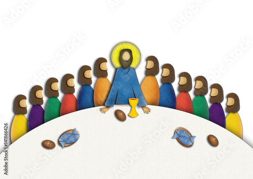 Canvas Print Last supper of Jesus Christ with apostles