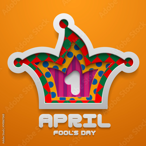 Vector Jester Hat shape. Illustration for April Fool's Day decoration template. Concept design.