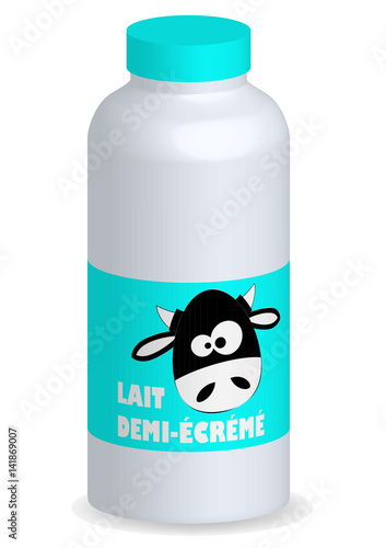 Bouteille de lait demi-ecreme vectoriel