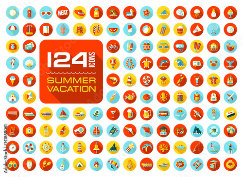 Summer icon set. Summertime. Vacation