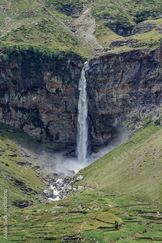 Sissu Falls in the Chandra valley observed from Leh - Manali highway - Tibet  Leh district  Ladakh  Himalayas  Jammu and Kashmir  Northern India