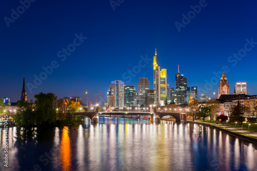 City of Frankfurt am Main skyline at night  Frankfurt  Germany.