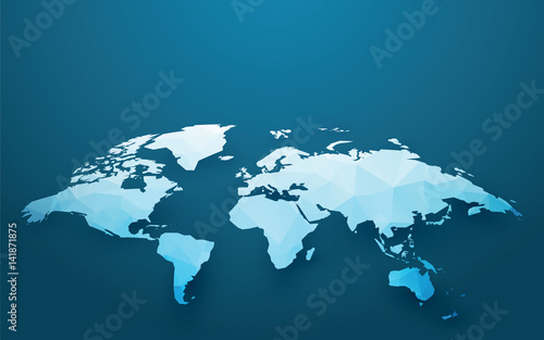 world map illustration blue ice style