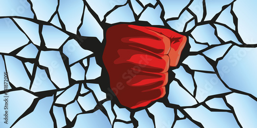 Poing - Force - Violence - Briser - Casser -  Verre