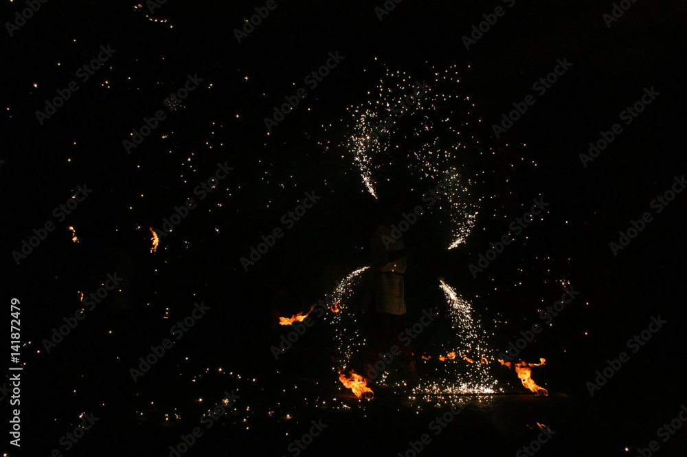 Amazing fire show at nigh