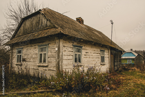 Old wooden house in ukrainian village