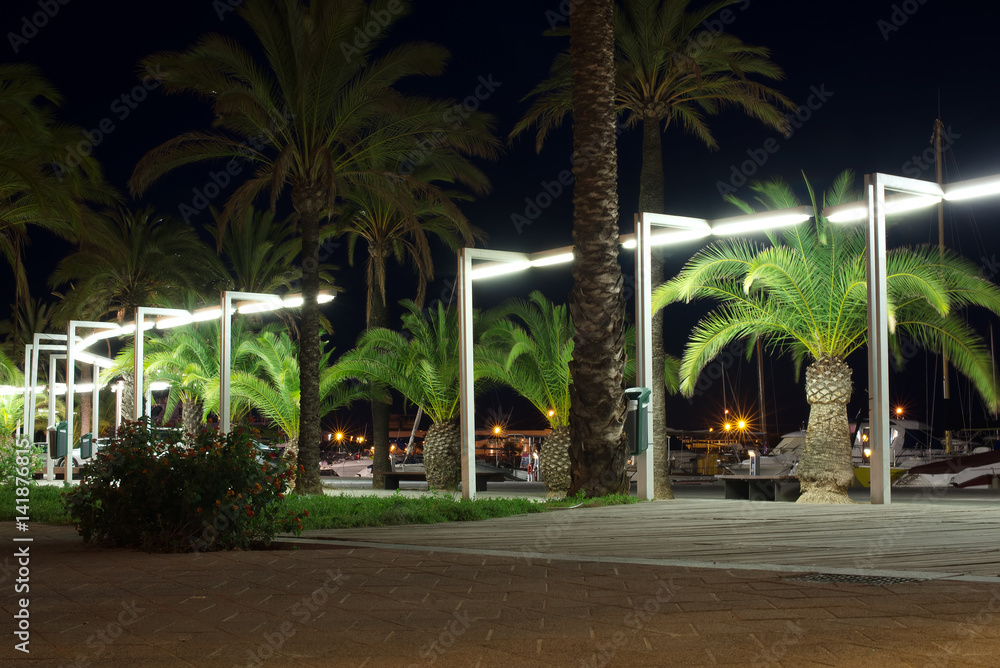 Night street in Port de Alcudia.