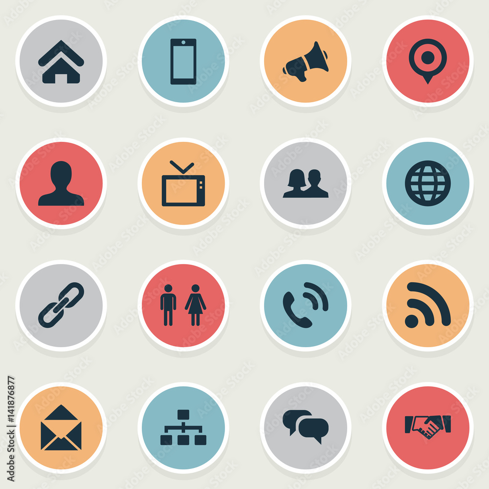 Vector Illustration Set Of Simple Network Icons. Elements Handset