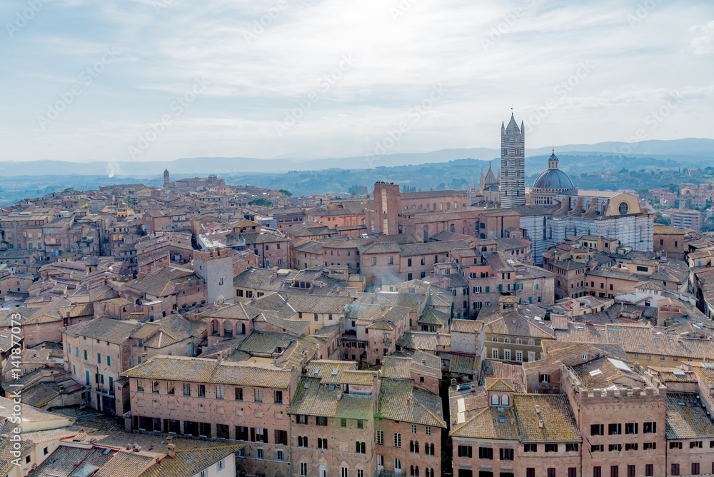 beautiful view on the city of Siena in Tuscany