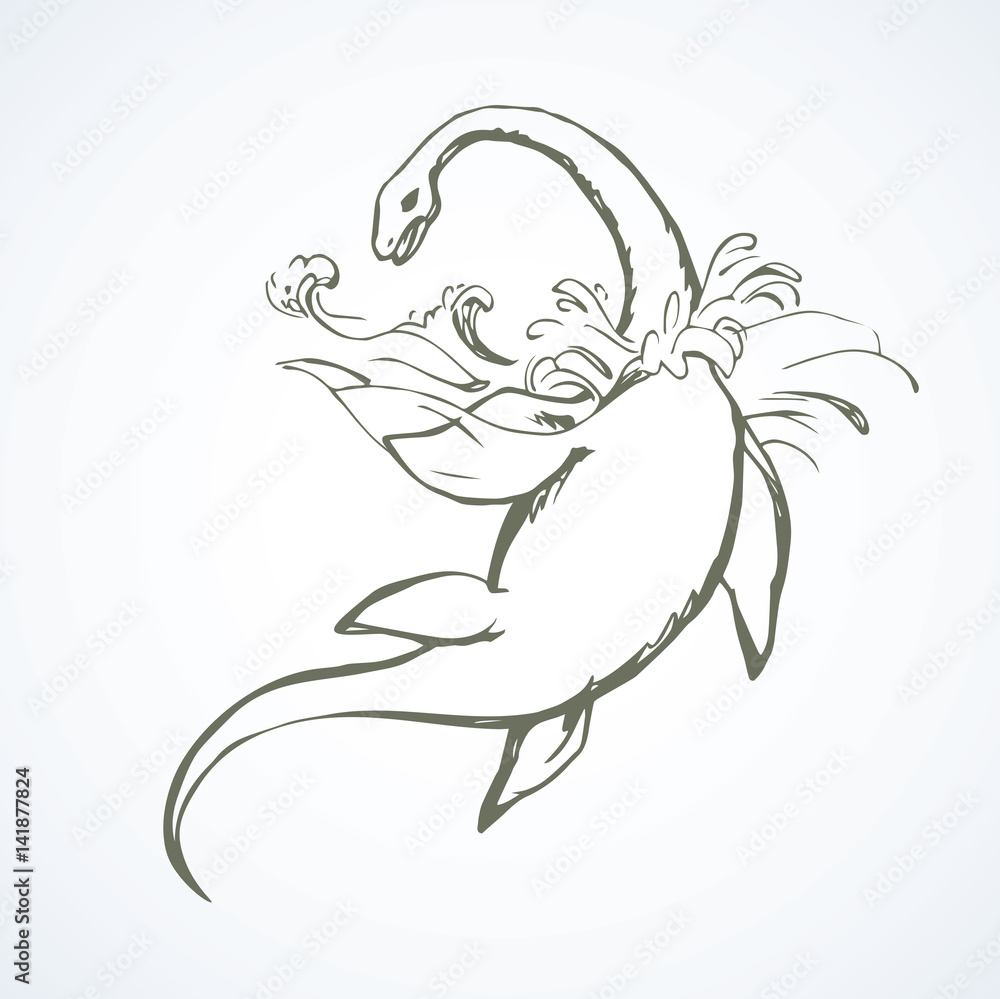 Plesiosaur dinosaur. Vector drawing Plesiosaur dinosaur. Vector drawing