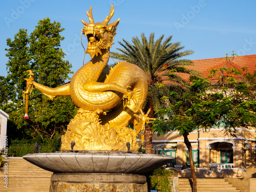 Dolden dragon statue in Phuket Town, Thailand
