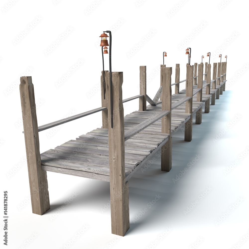 Naklejka premium 3d illustration of a wood pier