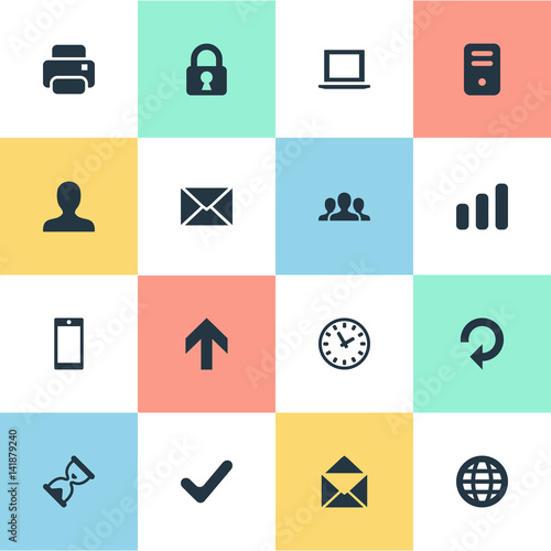Vector Illustration Set Of Simple Apps Icons. Elements User, Computer