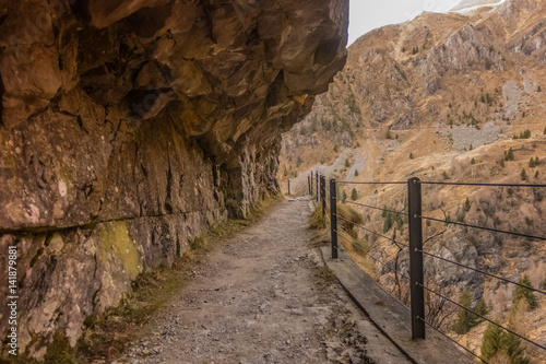 Mountain trail path and rocks