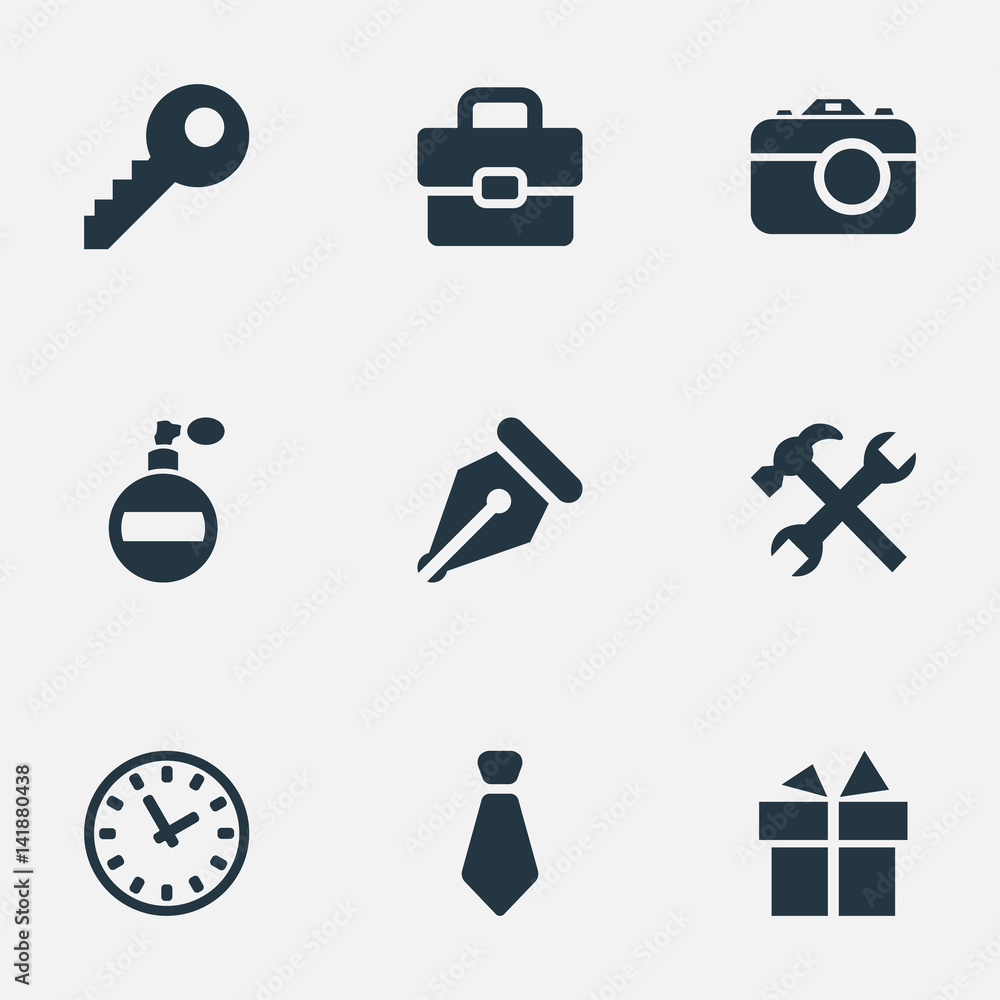 Vector Illustration Set Of Simple Accessories Icons. Elements Ink