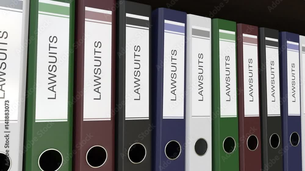 Line of multicolor office binders with Law suits tags. 4K seamless loop clip Line of multicolor office binders with Law suits tags. 4K seamless loop clip