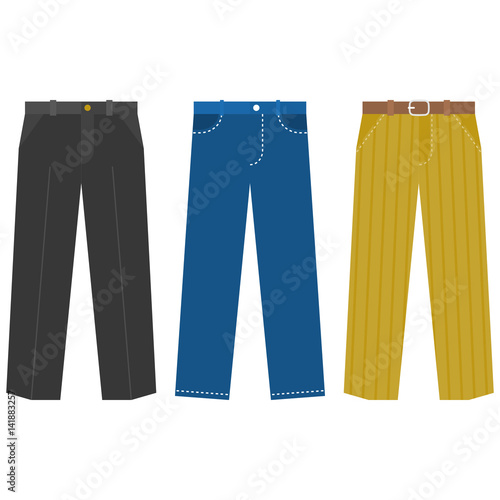 Set of trousers for  Business man, flat design vector