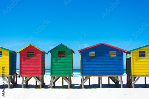 Colourful beach huts at Muizenberg, Cape Town