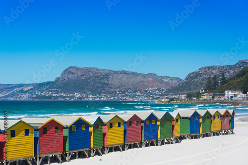 Colourful beach huts at Muizenberg, Cape Town