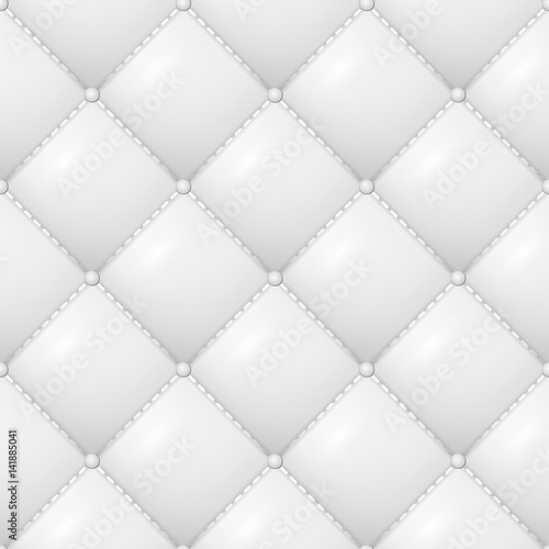 Quilted Pattern Vector. Abstract Soft Textured Background With Squares In White. Close-up View.
