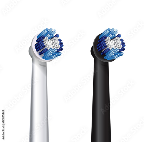 Electric toothbrush head. Vector illustration of realistic isolated brush toothbrushes on white background.