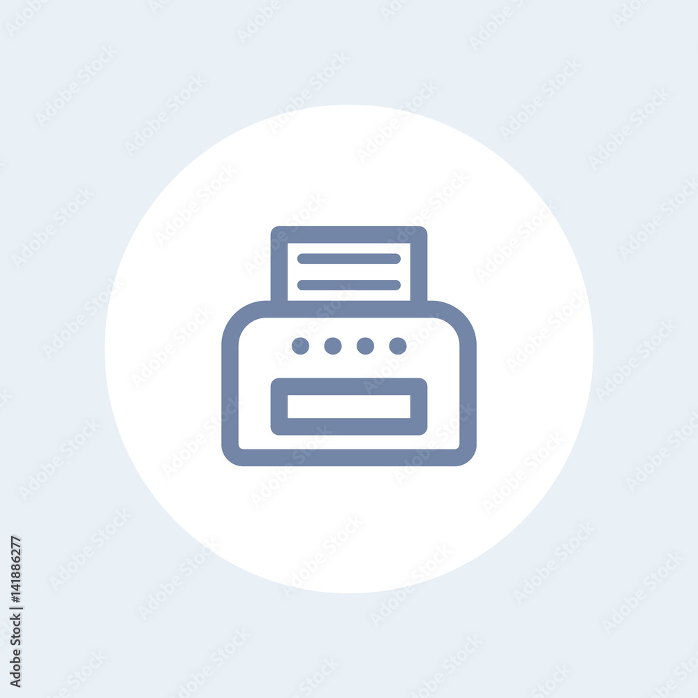 printer icon isolated on white, linear style printer icon isolated on white, linear style